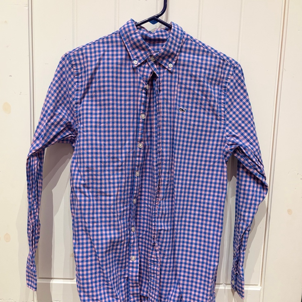 Vineyard Vines Purple and White Gingham Shirt